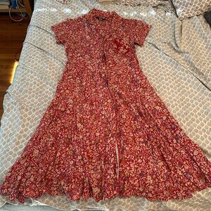 Polo Ralph Lauren red floral shirt dress 10